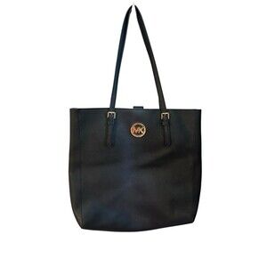 Michael kors bedford black leather shoulder tote bag